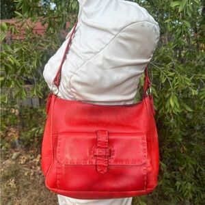 Vintage Red Leather Shoulder Bag